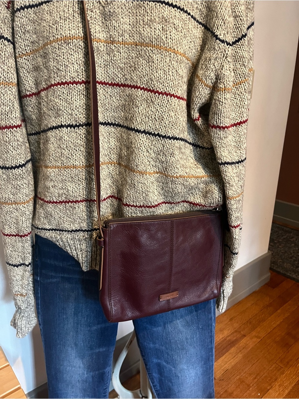 Fossil Burgundy Leather Crossbody Bag